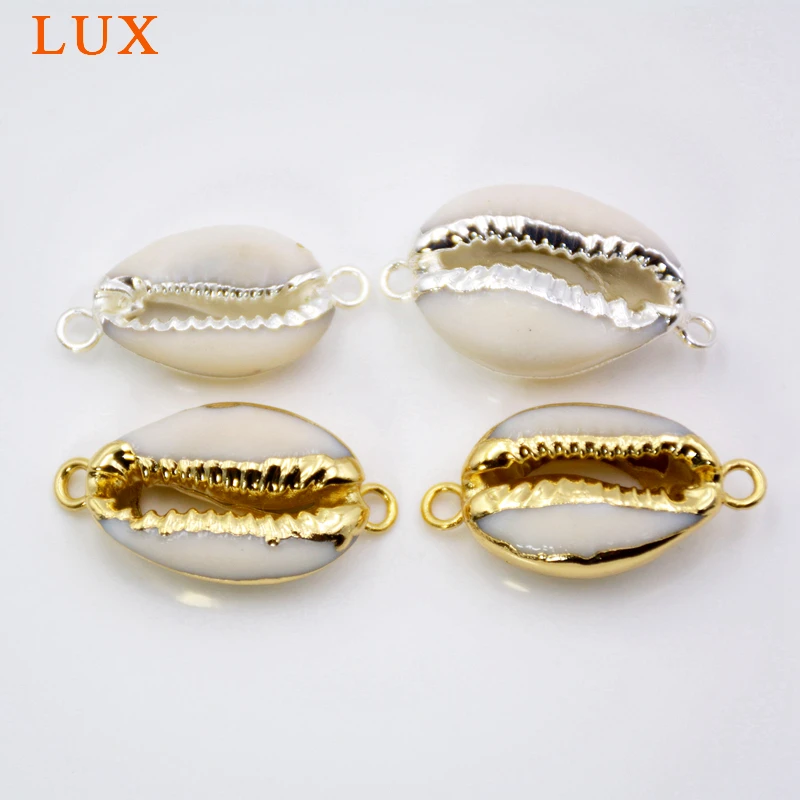 Gold or Silver Plated Dark White Natural Cowrie Shell Connector Bead Sea Shell pendant Beach Shell Gem stone Charm Jewelry
Gold or Silver Plated Dark White Natural Cowrie Shell Connector Bead Sea Shell pendant Beach Shell Gem stone Charm Jewelry