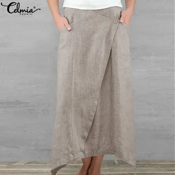 Celmia Vintage Women Maxi Skirts 2020 Summer Casual Loose High Waist Asymmetrical Linen Skirt Plus Size Long Pleated Beach Skirt
Celmia Vintage Women Maxi Skirts 2020 Summer Casual Loose High Waist Asymmetrical Linen Skirt Plus Size Long Pleated Beach Skirt