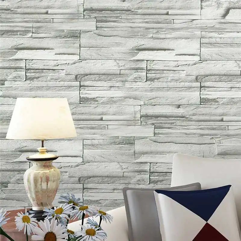 

33FTx1.5FT Rustic Self-adhesive 3D Green Brick Wallpaper Living Room Home Decor Wear-resistant Environmental Vinyl Wall Paper