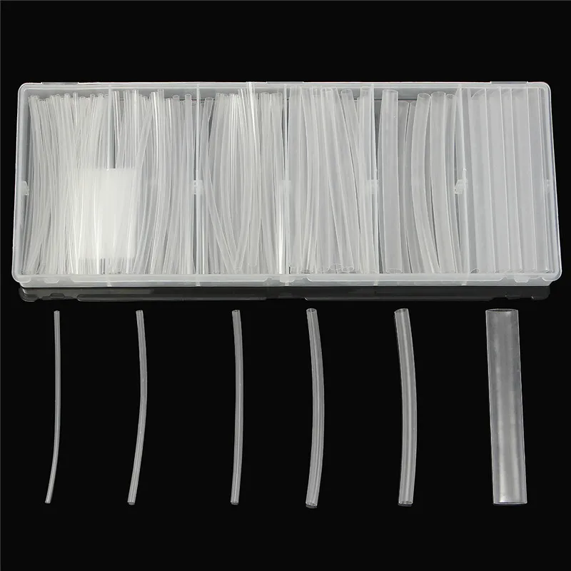 150Pcs Transparent Polyolefin 2:1 Halogen-Free Heat Shrink Tubing Kit 6 Sizes Sleeving Wrap Cable Wire Kit 
150Pcs Transparent Polyolefin 2:1 Halogen-Free Heat Shrink Tubing Kit 6 Sizes Sleeving Wrap Cable Wire Kit