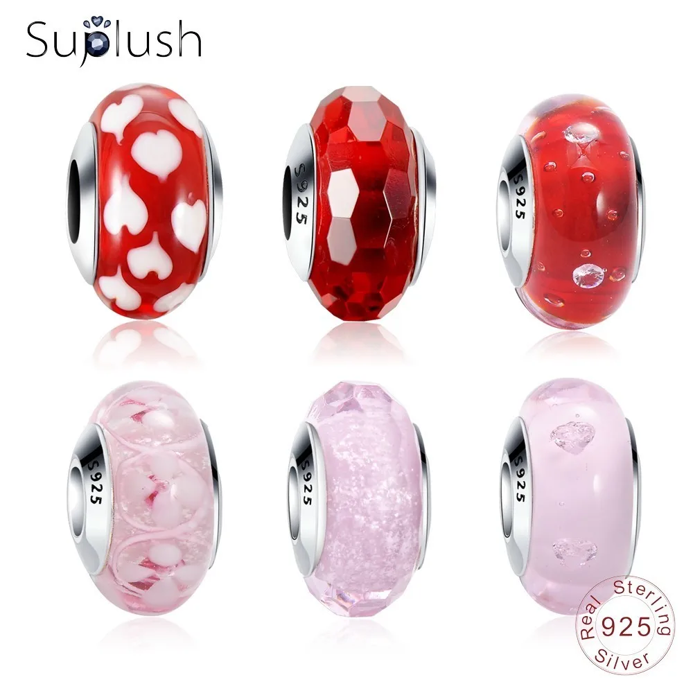 Suplush 100% 925 Sterling Silver Pink/Red Effervescence Murano Glass Bead Fit Original Pandora Charm Bracelet Authentic Jewelry
Suplush 100% 925 Sterling Silver Pink/Red Effervescence Murano Glass Bead Fit Original Pandora Charm Bracelet Authentic Jewelry