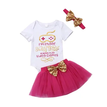 3PCS Newborn Baby Girls Clothes Short Sleeve Letter Bodysuit Rompers Tulle Tutu Skirt Sequined Bow Bling Headband Outfits 0-18M
3PCS Newborn Baby Girls Clothes Short Sleeve Letter Bodysuit Rompers Tulle Tutu Skirt Sequined Bow Bling Headband Outfits 0-18M
