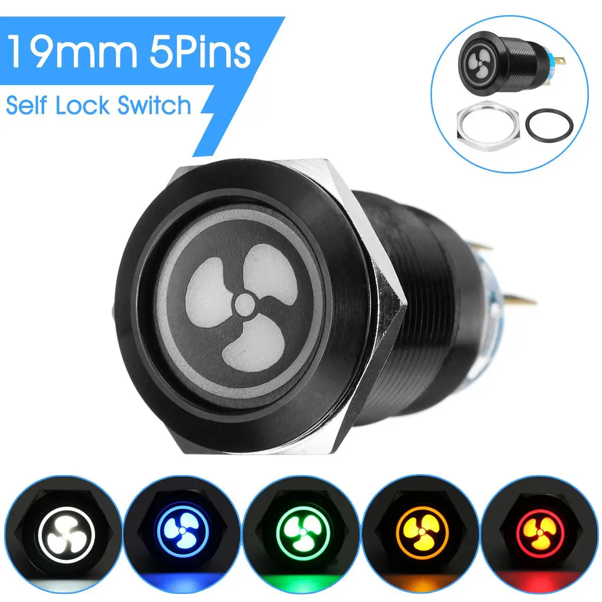 19mm LED Push Button Switch Fan Momentary Self-lock Switches For Car Boat Dashboard Panel
19mm LED Push Button Switch Fan Momentary Self-lock Switches For Car Boat Dashboard Panel