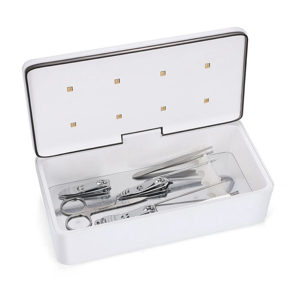 3 min LED UV Sterilizer Box Nails Accessoires Comestics Makeup Brush Personal Care Tools Box UV Disinfection Cleaning Device EU.
3 min LED UV Sterilizer Box Nails Accessoires Comestics Makeup Brush Personal Care Tools Box UV Disinfection Cleaning Device EU.
