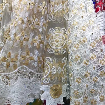 New arrival white-golden color French Net fabric with stones and golden beads AF28 cheap price Water soluble Lace Fabric
New arrival white-golden color French Net fabric with stones and golden beads AF28 cheap price Water soluble Lace Fabric