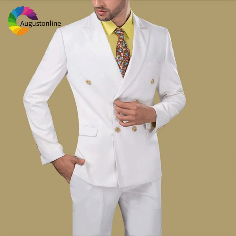 Custom Made White Classic Men Suits for Wedding Double Breasted Groom Tuxedos Slim Fit Man Blazers Casual Terno Masculino 2Piece
Custom Made White Classic Men Suits for Wedding Double Breasted Groom Tuxedos Slim Fit Man Blazers Casual Terno Masculino 2Piece