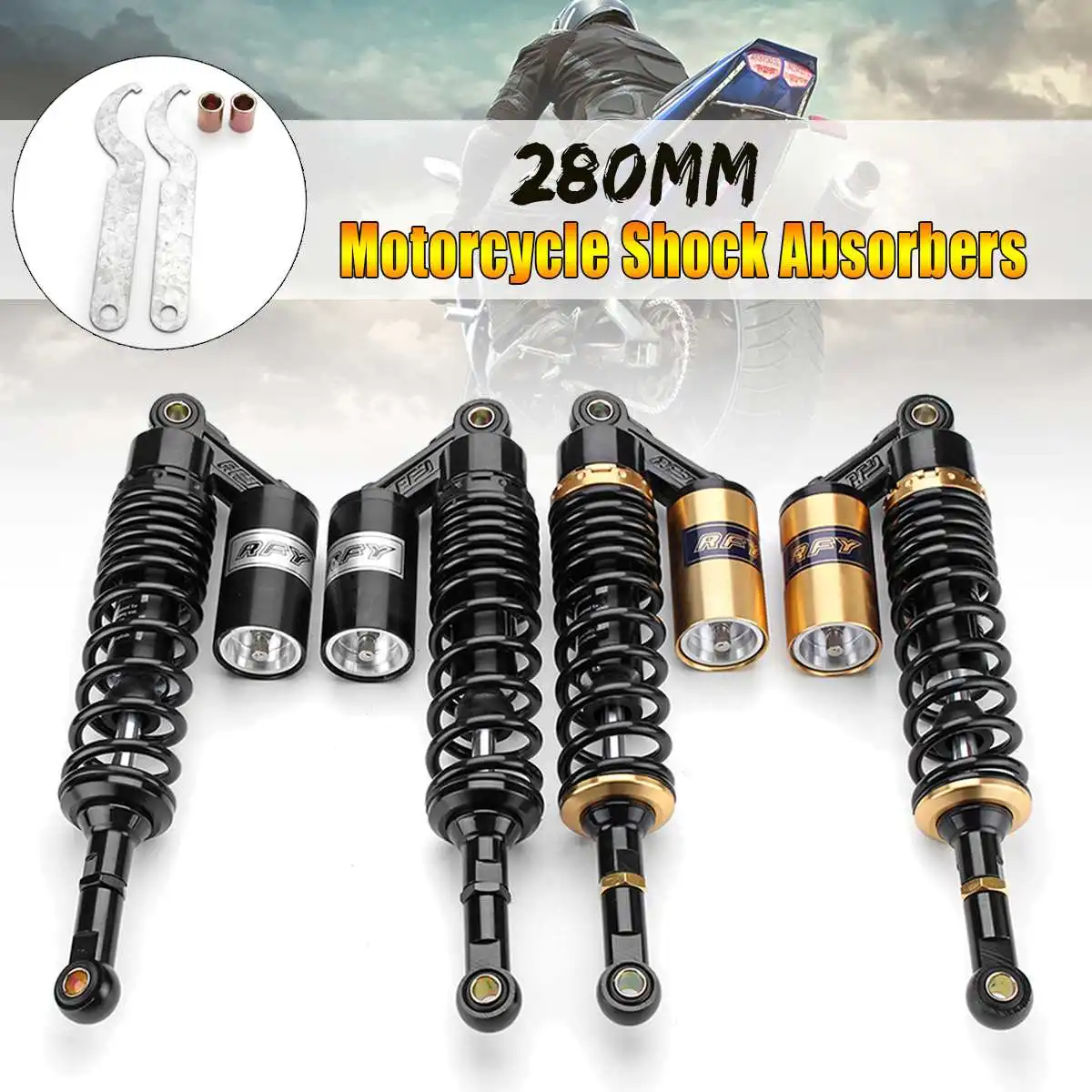 Pair 11" 280mm Aluminum+Iron Rear Air for Shock Absorbers Suspension For ATV Motorcycle Dirt Bike
Pair 11" 280mm Aluminum+Iron Rear Air for Shock Absorbers Suspension For ATV Motorcycle Dirt Bike