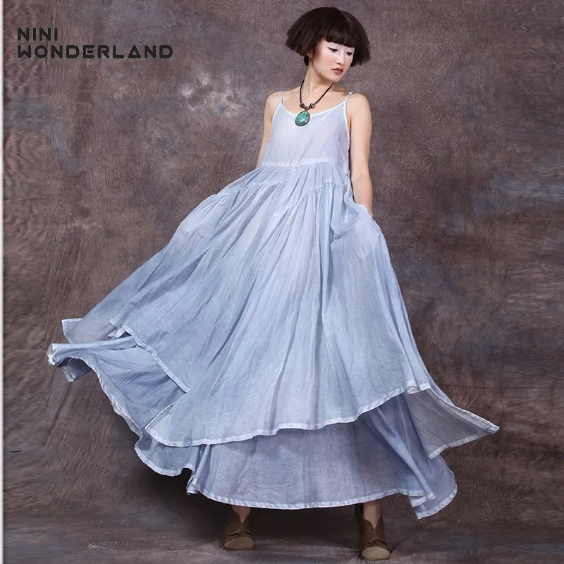 NINI WONDERLAND summer sleeveless spaghetti strap large bottom asymmetrical dress Women vintage Bohemian maxi dresses irregular
NINI WONDERLAND summer sleeveless spaghetti strap large bottom asymmetrical dress Women vintage Bohemian maxi dresses irregular