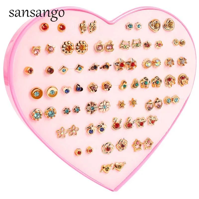 36Pairs/lot Gold Silver Women Star Heart Flower Butterfly Small Colorful Crystal Stud Earrings Sets Girl Children Jewelry Party
36Pairs/lot Gold Silver Women Star Heart Flower Butterfly Small Colorful Crystal Stud Earrings Sets Girl Children Jewelry Party