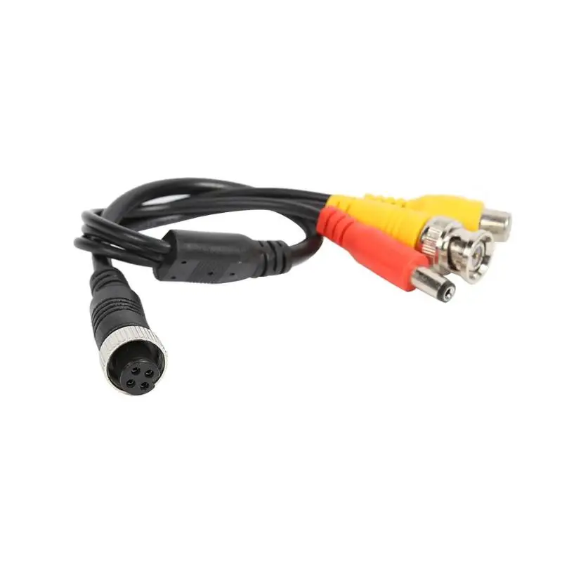 

M12 4Pin Aviation Head Female to BNC/RCA/DC CCTV Camera AV Adapter Connector Cable Wire 0.4m Black PVC For Security Cameras