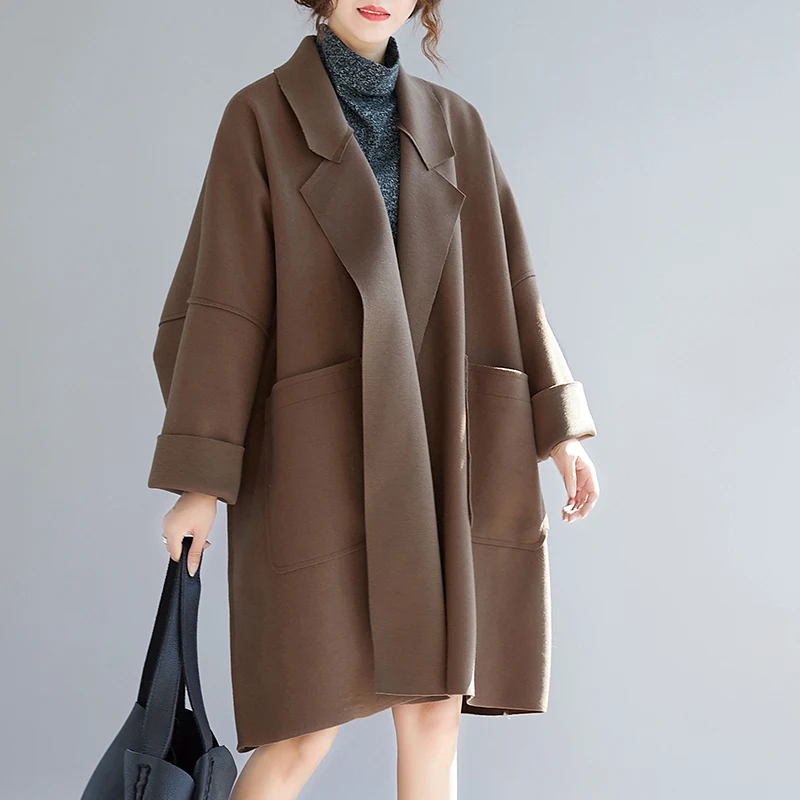 Commuter woolen coat fashion temperament long solid color lapel bat sleeve large size micro fat mm thin woolen Cardigan jacket
Commuter woolen coat fashion temperament long solid color lapel bat sleeve large size micro fat mm thin woolen Cardigan jacket