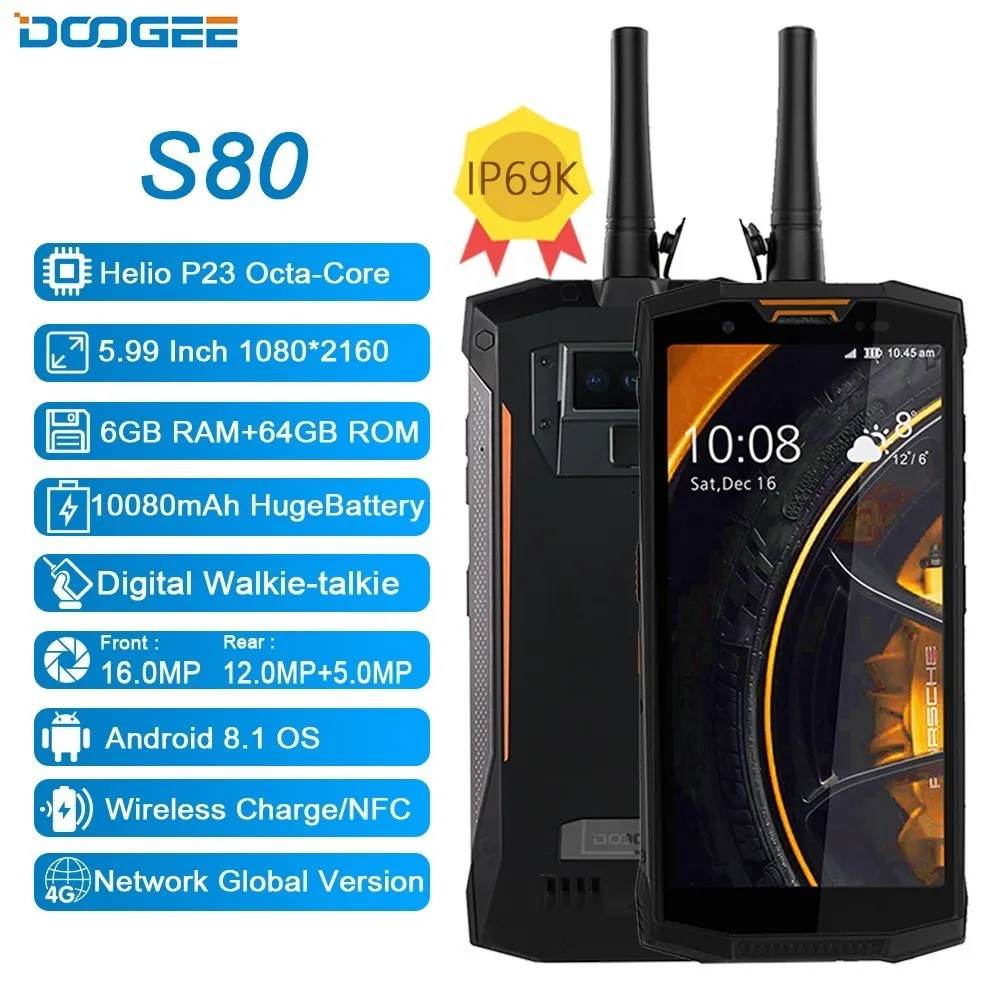 DOOGEE S80 6 ГБ 64 Гб Смартфон 5 99 &quotHelio P23 Восьмиядерный Android 8 1 IP68 Водонепроницаемая