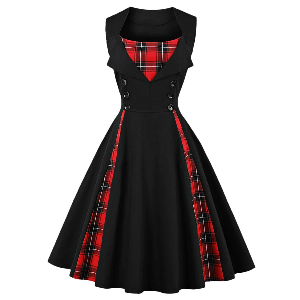 Wipalo 2019 Women Big Size 5XL Tartan Dress Summer Vintage Sleeveless Plaid Print Button Rockabilly Party Sexy Pin Up Dress
Wipalo 2019 Women Big Size 5XL Tartan Dress Summer Vintage Sleeveless Plaid Print Button Rockabilly Party Sexy Pin Up Dress