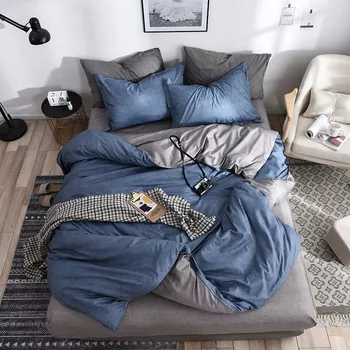 Home Textiles Bedclothes Ab Side Grey Blue Bedding Set 3/4pcs Duvet Cover King Queen Full Twin Bed Linen Brief Flat Bed Sheet
Home Textiles Bedclothes Ab Side Grey Blue Bedding Set 3/4pcs Duvet Cover King Queen Full Twin Bed Linen Brief Flat Bed Sheet