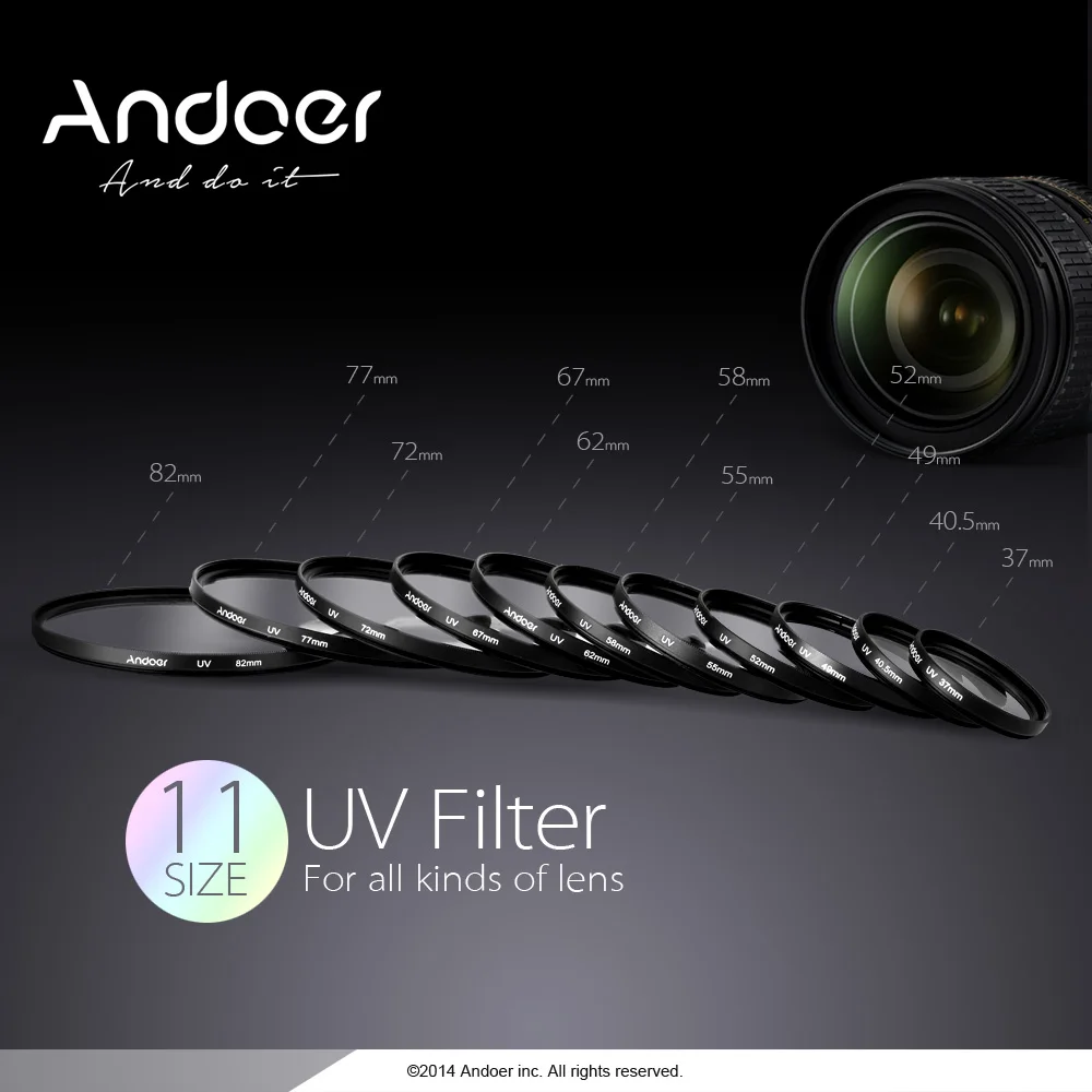

Andoer 82mm Lens Filter UV Ultra-Violet Filter for Canon Nikon DSLR Camera Lens Protector UV Filter
