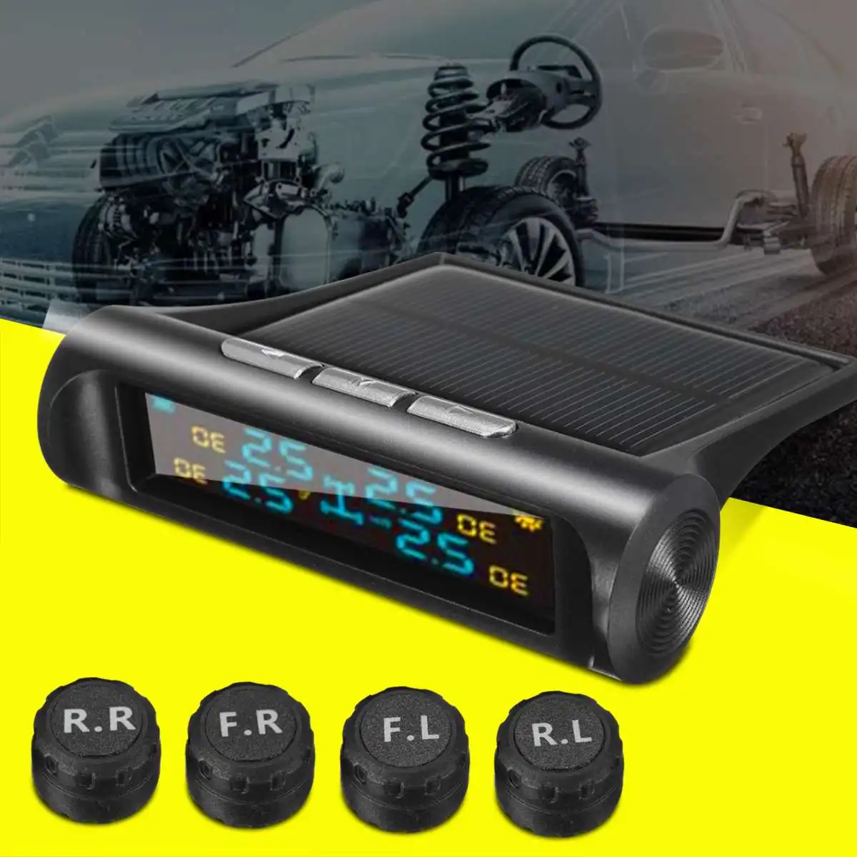 Digital LCD Display Wireless Solar TPMS Car Tire Pressure Monitoring System + 4 External Sensor Security Tire Pressure Alarm
Digital LCD Display Wireless Solar TPMS Car Tire Pressure Monitoring System + 4 External Sensor Security Tire Pressure Alarm