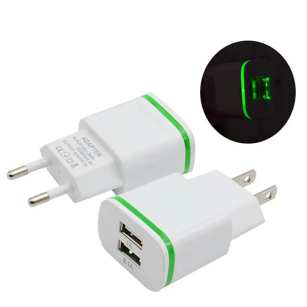 2 USB Hub Ports Universal Charger Adapter LED Light 5V 2.1A Wall Phone Charging Adapter EU Plug US Plug For iPhone Samsung
2 USB Hub Ports Universal Charger Adapter LED Light 5V 2.1A Wall Phone Charging Adapter EU Plug US Plug For iPhone Samsung