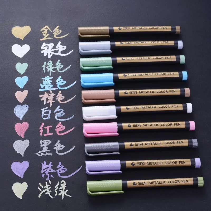 STA 10 Colors Metallic Marker Pens for Rock Painting Medium Point Metallic Color Markers for Ceramic Glass Plastic Scrapbooking
STA 10 Colors Metallic Marker Pens for Rock Painting Medium Point Metallic Color Markers for Ceramic Glass Plastic Scrapbooking