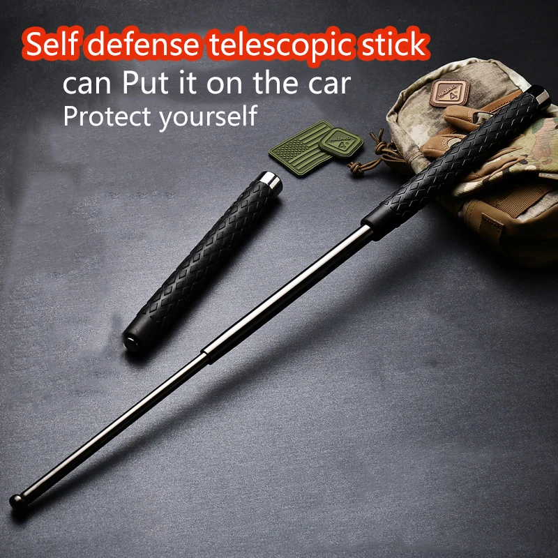 

Lash stick defense weapon self defense legal telescopic Alloy steel stick vehicle supplies three section police rod drop stick