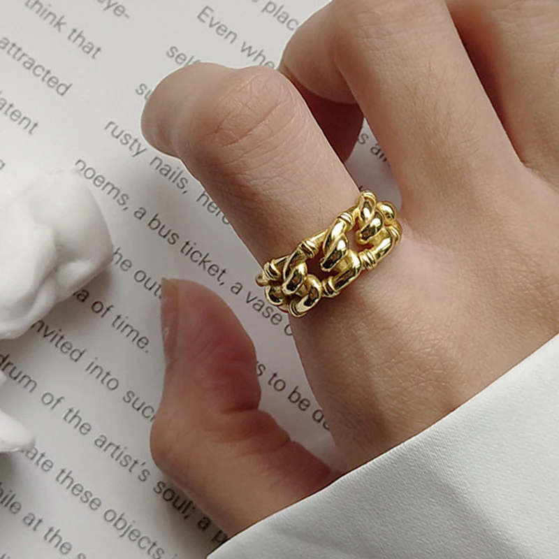 Trendy 925 Sterling Silver Ring Gold Chain Opening Rings Retro Strip Chain Silver Rings For Women Wedding Engagement Jewelry
Trendy 925 Sterling Silver Ring Gold Chain Opening Rings Retro Strip Chain Silver Rings For Women Wedding Engagement Jewelry
