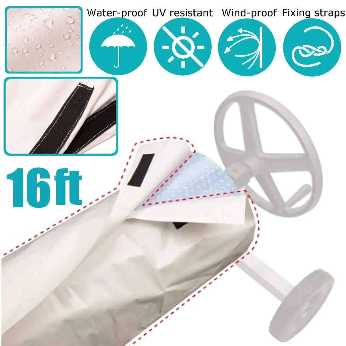 4.9x0.96m Swimming Pool Roller Reel Cover Dustproof Waterproof UV Protective Cover Solar Blanket Swimming Pool Accessory
4.9x0.96m Swimming Pool Roller Reel Cover Dustproof Waterproof UV Protective Cover Solar Blanket Swimming Pool Accessory