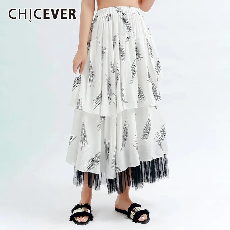 CHICEVER Summer Casual Print Patchwork Mesh Hem Women Skirt Elastic High Waist Loose Slim A-line Mid Calf Skirts 2019 Fashion
CHICEVER Summer Casual Print Patchwork Mesh Hem Women Skirt Elastic High Waist Loose Slim A-line Mid Calf Skirts 2019 Fashion