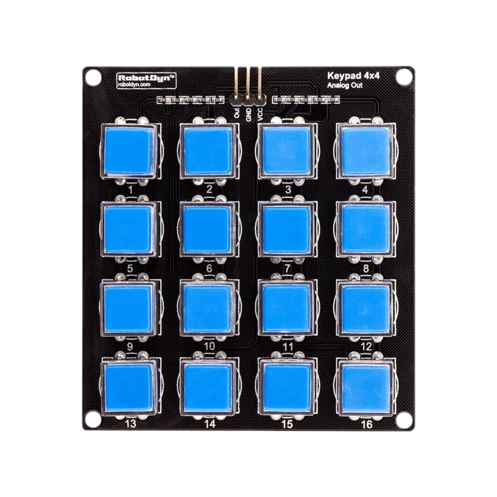 Robotdyn Button Keypad Module 4X4,One Analog Out ,Simple Connection To Compatible For Arduino, Raspberry, Stm
Robotdyn Button Keypad Module 4X4,One Analog Out ,Simple Connection To Compatible For Arduino, Raspberry, Stm