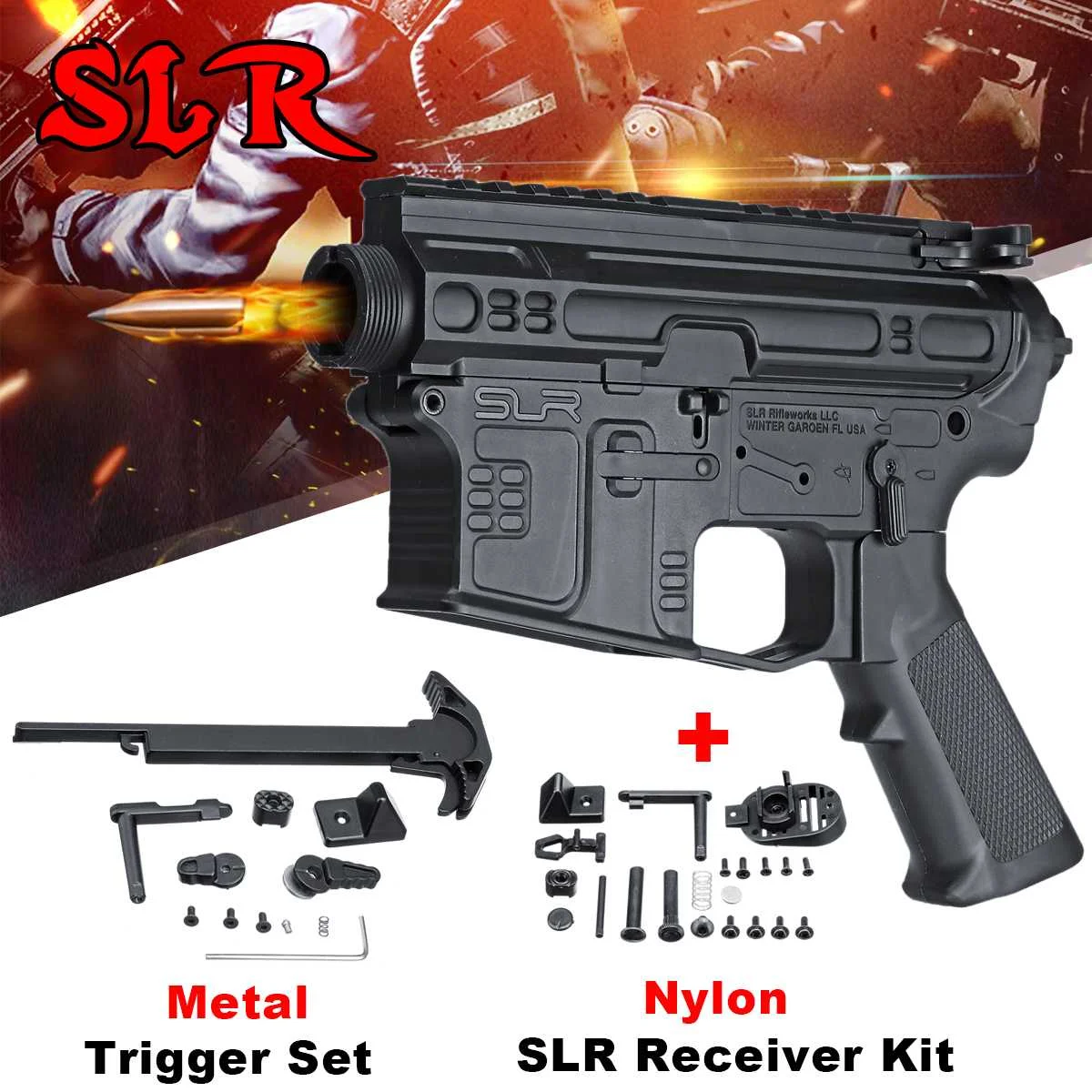 1Set Nylon Receiver Kit/Metal Trigger Set for SLR Gel Ball Blasters Water Games Toy Guns Replacement Accessories
1Set Nylon Receiver Kit/Metal Trigger Set for SLR Gel Ball Blasters Water Games Toy Guns Replacement Accessories