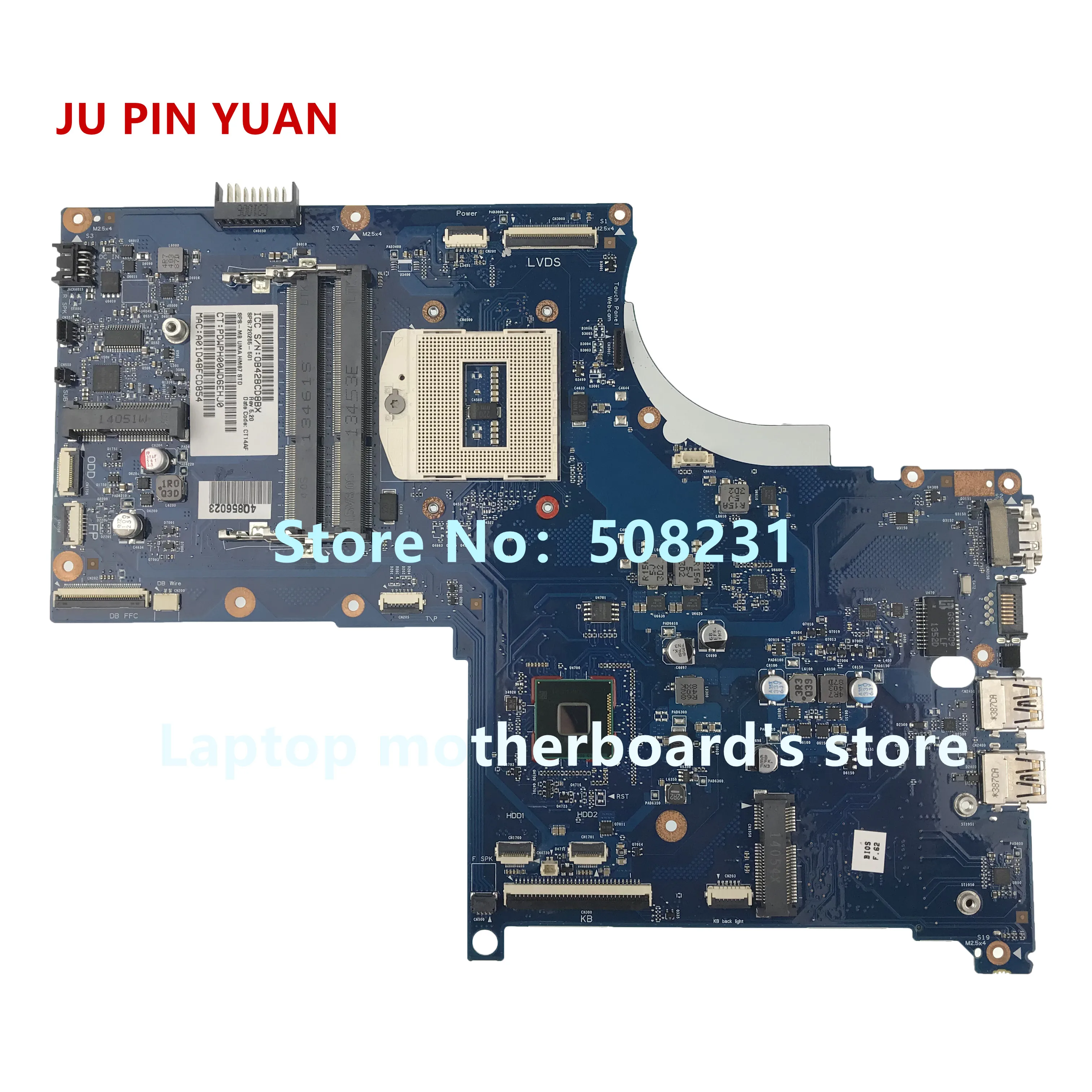 JU PIN YUAN 720265-001 720265-501 6050A2549501-MB-A02 for HP ENVY 17-J M7-J laptop motherboard with HM87 PGA947 720265-601
JU PIN YUAN 720265-001 720265-501 6050A2549501-MB-A02 for HP ENVY 17-J M7-J laptop motherboard with HM87 PGA947 720265-601