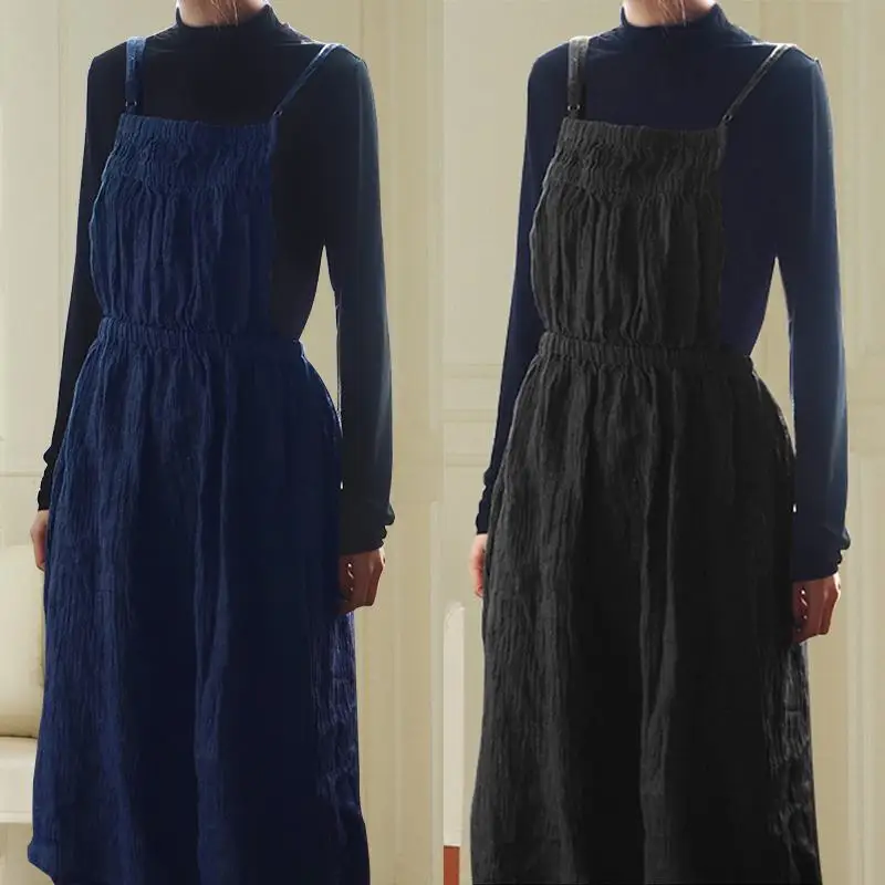 Celmia S-5XL Women Sleeveless Shirt Strap Dress Overalls Pinafore Dresses Summer Casual Loose Solid Pleated Midi Vestidos Femme
Celmia S-5XL Women Sleeveless Shirt Strap Dress Overalls Pinafore Dresses Summer Casual Loose Solid Pleated Midi Vestidos Femme