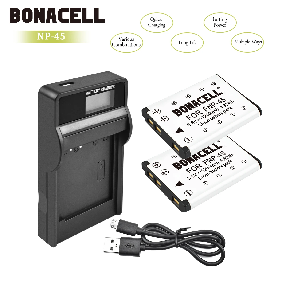Аккумулятор Bonacell Li 40B 42B + ЖК зарядное устройство для Olympus с экраном камер Nikon и