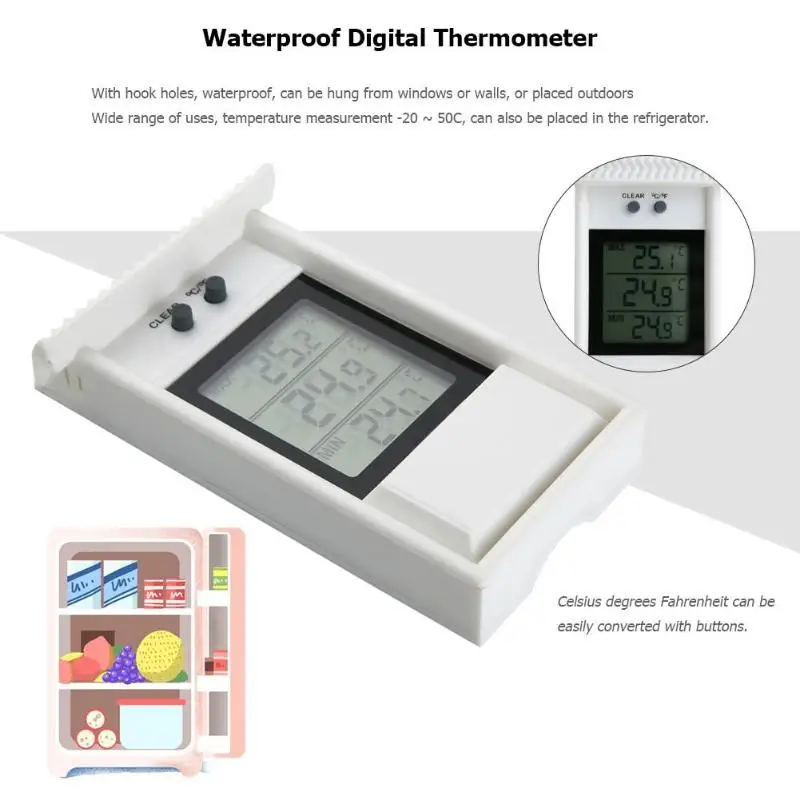 Outdoor Digital Wireless Thermometer weather station Clock LCD C/F Hygrometer Refrigerator Temperature Gauge Meter
Outdoor Digital Wireless Thermometer weather station Clock LCD C/F Hygrometer Refrigerator Temperature Gauge Meter