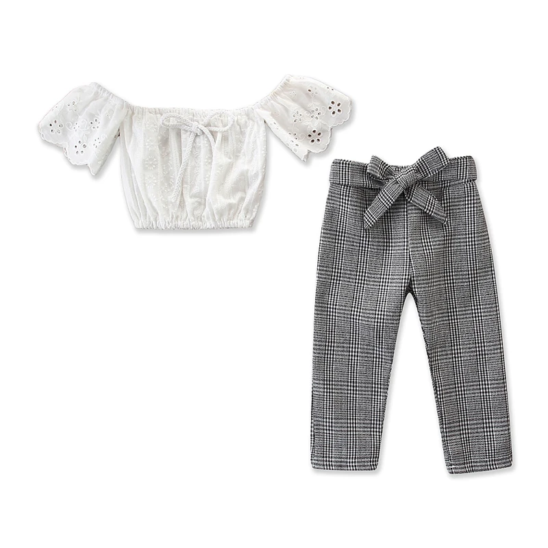 Princess Girl Clothes Set 2PCS Kids Baby Girl Summer Lace One Shoulder Tops Plaid Pants Outfits Sunsuit
Princess Girl Clothes Set 2PCS Kids Baby Girl Summer Lace One Shoulder Tops Plaid Pants Outfits Sunsuit