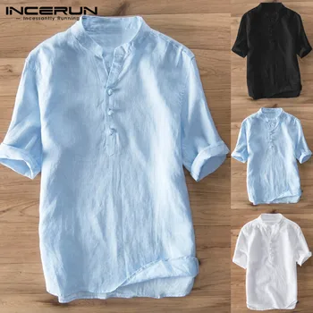 INCERUN Vintage Casual Shirt Men Cotton Stand Collar Solid Streetwear Summer Tops Breathable Short Sleeve Men Brand Shirts 2020
INCERUN Vintage Casual Shirt Men Cotton Stand Collar Solid Streetwear Summer Tops Breathable Short Sleeve Men Brand Shirts 2020