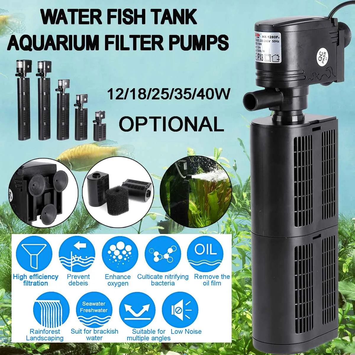3 in 1 Fish Tank Aquarium Filter Pump Submersible Air Pump Air Oxygen Increase Aquarium Internal Filter Pump 12/18/25/35/40W
3 in 1 Fish Tank Aquarium Filter Pump Submersible Air Pump Air Oxygen Increase Aquarium Internal Filter Pump 12/18/25/35/40W