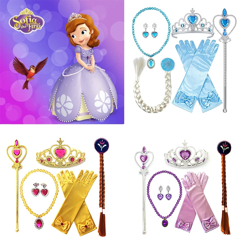 Princess Elsa Anna cosplay props set for Sofia Crown Scepter Necklace Earrings Gloves Princess Dress up Accessories 6pcs/set
Princess Elsa Anna cosplay props set for Sofia Crown Scepter Necklace Earrings Gloves Princess Dress up Accessories 6pcs/set