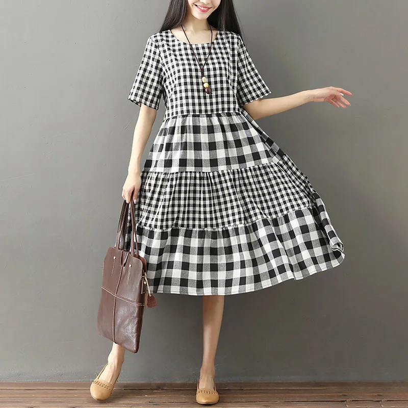 EaseHut Oversize Baggy Linen Women Summer Dress Vintage Contrast Color Plaid Tunic Casual Sundress Loose Midi Dress robe femme
EaseHut Oversize Baggy Linen Women Summer Dress Vintage Contrast Color Plaid Tunic Casual Sundress Loose Midi Dress robe femme