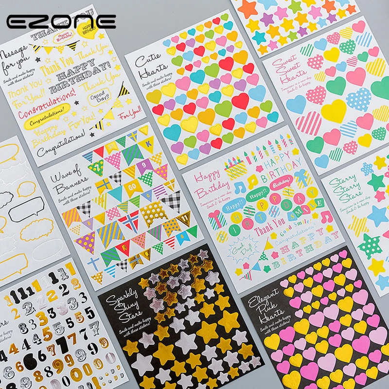 EZONE 3PCS Sticker Children Scrapbook Album DIY Decor Sticker Love Heart/Star/Flag/Letter Stickers Papers Students Stationery
EZONE 3PCS Sticker Children Scrapbook Album DIY Decor Sticker Love Heart/Star/Flag/Letter Stickers Papers Students Stationery