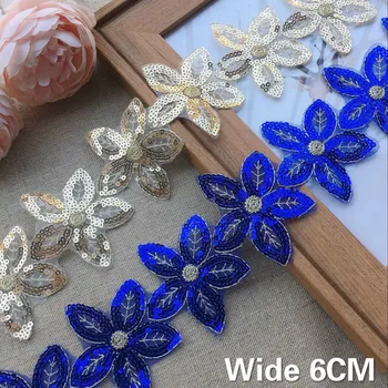 6CM Wide Glitter Organza Lace Fabric Sequins Beaded Flowers Embroidered Ribbon Collar Trim Applique For Wedding Dress DIY Sewing
6CM Wide Glitter Organza Lace Fabric Sequins Beaded Flowers Embroidered Ribbon Collar Trim Applique For Wedding Dress DIY Sewing