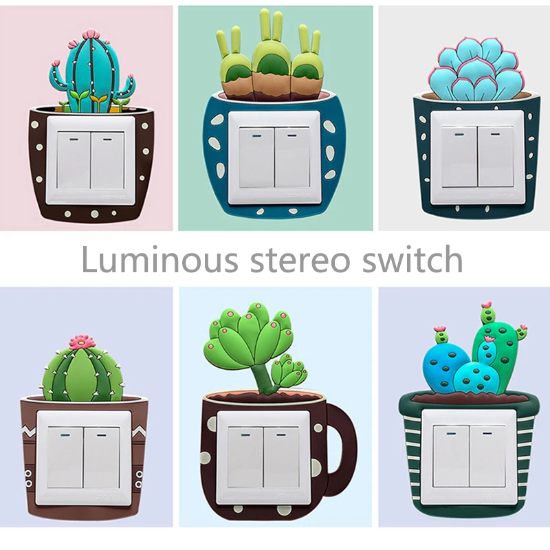 Cartoon Cute Switch Outlet Home Decorations Cactus Luminous Light Fluorescent Kids Silicone On-off Switch Stickers 3D 1PC
Cartoon Cute Switch Outlet Home Decorations Cactus Luminous Light Fluorescent Kids Silicone On-off Switch Stickers 3D 1PC