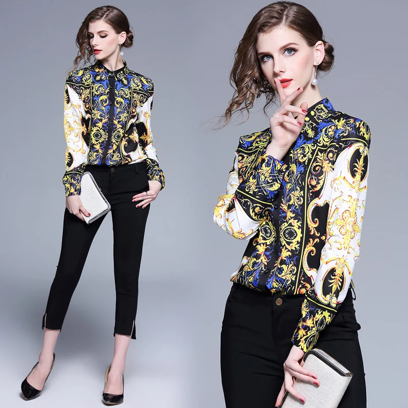 2019 New Women satin Blouses plaid Printing Novelty Office Ladies Shirts Work Wear Chothing Femme Tops 2XL
2019 New Women satin Blouses plaid Printing Novelty Office Ladies Shirts Work Wear Chothing Femme Tops 2XL
