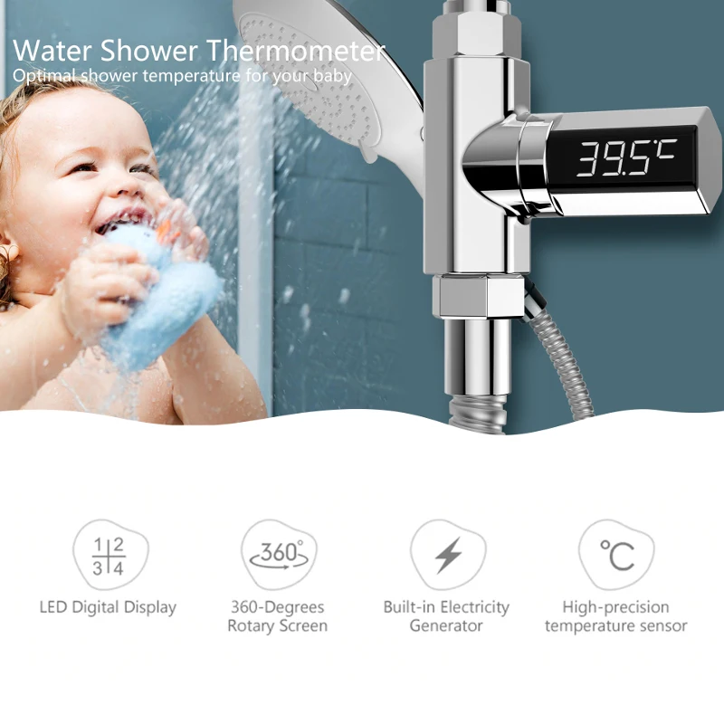 LED Display Home Shower Water Thermometer Flow Self-Generating Electricity Meter Monitor for Baby Care Washing Faucet Extender
LED Display Home Shower Water Thermometer Flow Self-Generating Electricity Meter Monitor for Baby Care Washing Faucet Extender