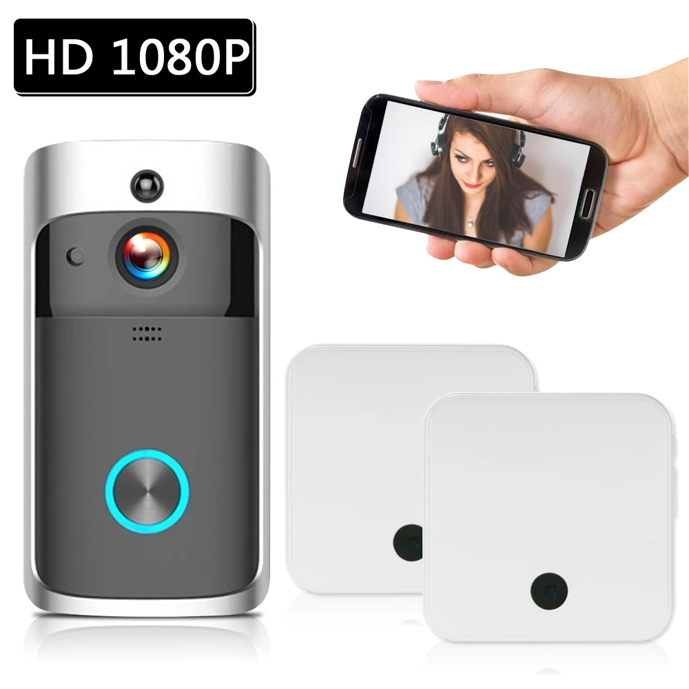 Phone Intelligent remote control WiFi Smart Wireless DoorBell Smart HD 1080P Visual Intercom Recording Video Door Monitoring
Phone Intelligent remote control WiFi Smart Wireless DoorBell Smart HD 1080P Visual Intercom Recording Video Door Monitoring