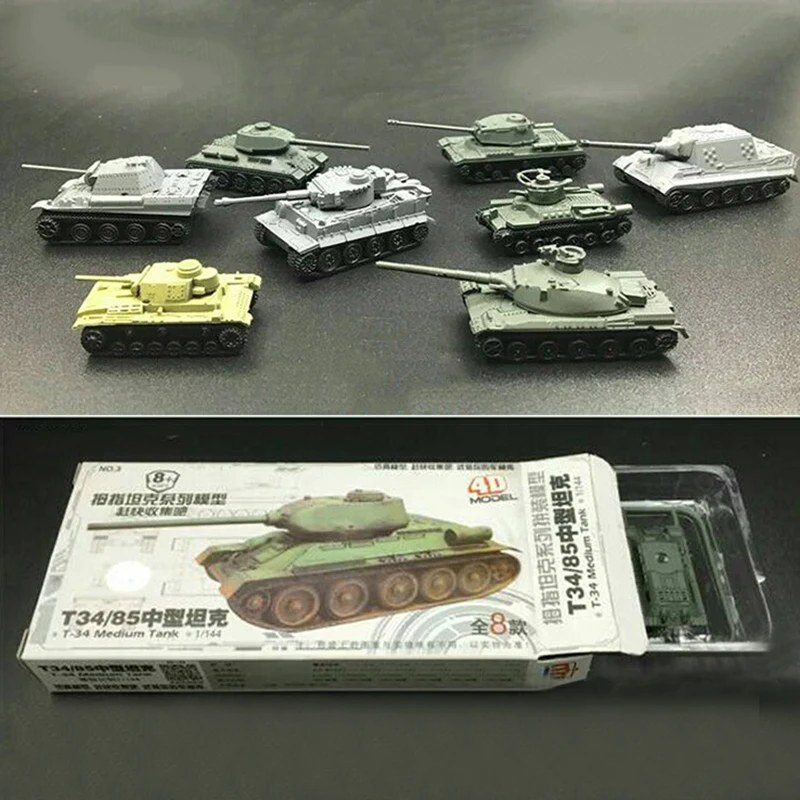 8 шт набор пластиковых 4D собранных моделей танков 1:144 большой палец танк военная