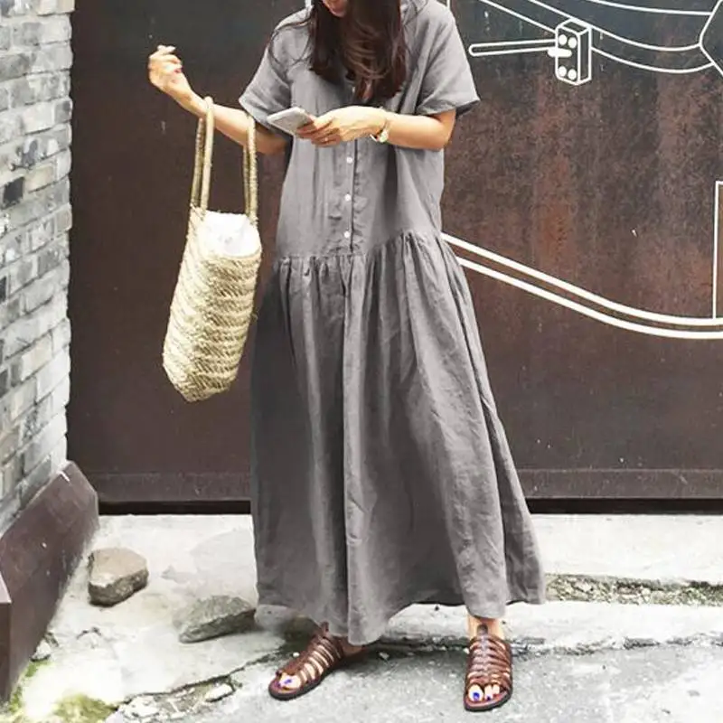 2019 CELMIA Summer Dress Women Casual Button Short Sleeve Solid Dress Long Maxi Dresses Loose Beach Vestidos Plus Size S-5XL
2019 CELMIA Summer Dress Women Casual Button Short Sleeve Solid Dress Long Maxi Dresses Loose Beach Vestidos Plus Size S-5XL