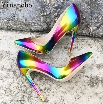 New Arrivals Rainbow Printed Patent Leather Pumps For Women Pointed Toe High Heel Dress Shoes Slip-on Office wedding Shoes 12CM
New Arrivals Rainbow Printed Patent Leather Pumps For Women Pointed Toe High Heel Dress Shoes Slip-on Office wedding Shoes 12CM