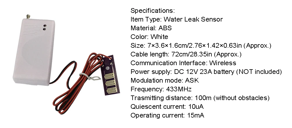 2pcs 433MHz Wireless Water Intrusion Detector Leak Sensor Work For GSM PSTN SMS Home House Security Alarm System
2pcs 433MHz Wireless Water Intrusion Detector Leak Sensor Work For GSM PSTN SMS Home House Security Alarm System