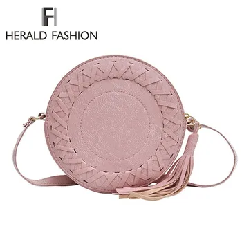 Herald Fashion Women Tassel Messenger Bags Leather Female Round Shoulder Bags Small Ladies' Knitting Circular Crossbody Bag Sac
Herald Fashion Women Tassel Messenger Bags Leather Female Round Shoulder Bags Small Ladies' Knitting Circular Crossbody Bag Sac