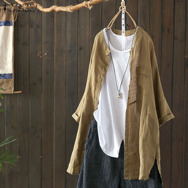 2019 Spring ZANZEA Women Casual Long Sleeve Buttons Shirt Ladies Cotton Linen Blouse Vintage Loose Top Solid Blusas Plus Size
2019 Spring ZANZEA Women Casual Long Sleeve Buttons Shirt Ladies Cotton Linen Blouse Vintage Loose Top Solid Blusas Plus Size