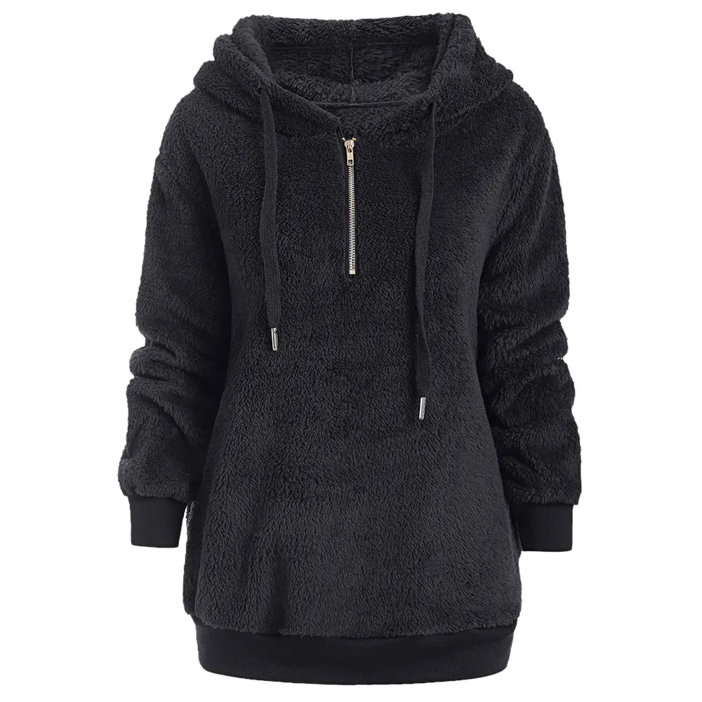 Rosegal Half Zipper Drawstring Fluffy Hoodie Women Tops Casual Solid Color Hooded Long Sleeve Pullover Hoodies Ladies Clothes
Rosegal Half Zipper Drawstring Fluffy Hoodie Women Tops Casual Solid Color Hooded Long Sleeve Pullover Hoodies Ladies Clothes